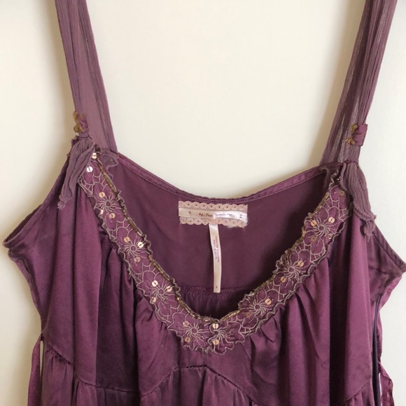 Free People raw silk slip boho midi dress 4 - Picture 2 of 6